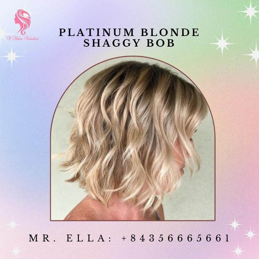 Platinum Blonde shaggy bob