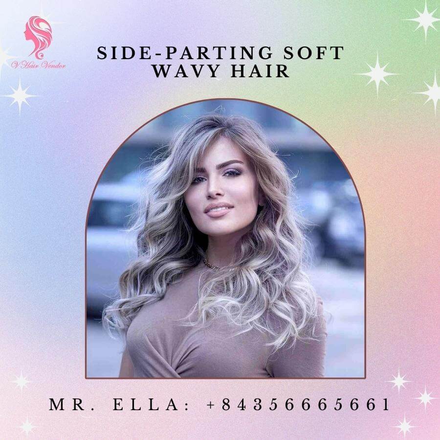 Side-parting soft wavy hair