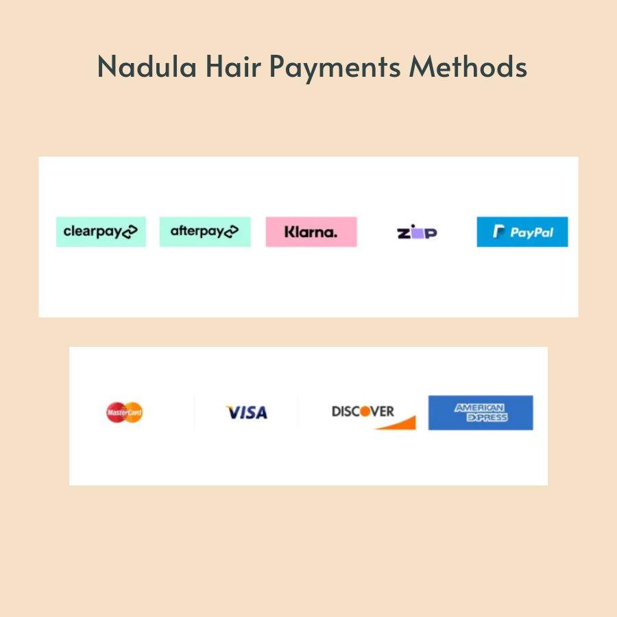 Nadula Hair accepts a lot of payment methods