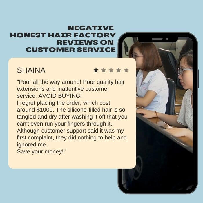 Negative Honest Hair Factory reviews on customer service