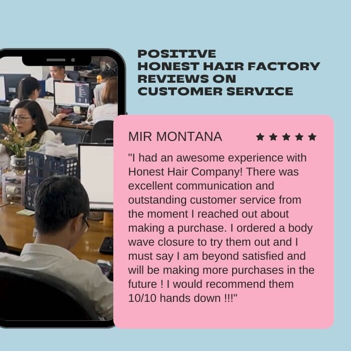 Positive Honest Hair Factory reviews on customer service