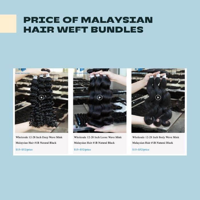 The price of Malaysian hair from Honest Hair Factory