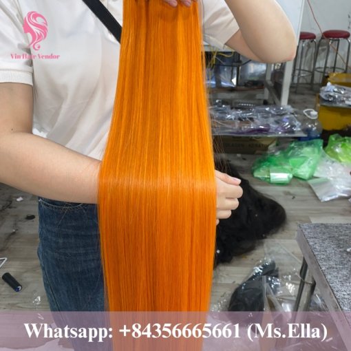 Raw hair weft orange color - 2