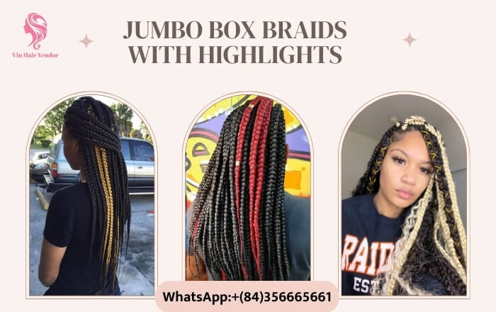 Jumbo Box Braids with Highlights