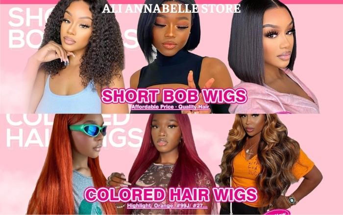 Short bob wigs and colored hair wigs are two main product lines of Ali Annabelle Store
