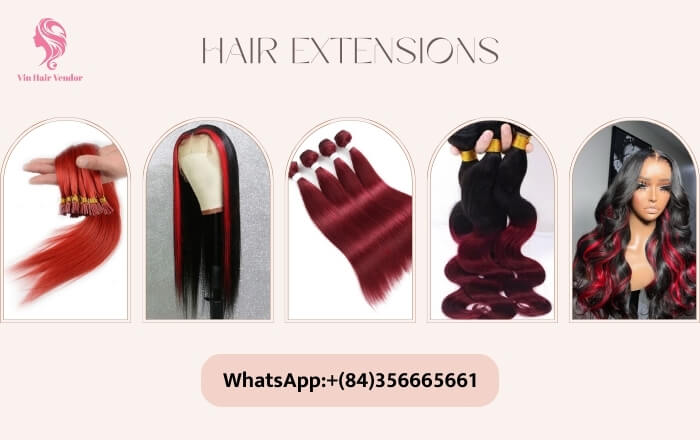 Vin Hair offers a variety of hair extension products to create red highlights