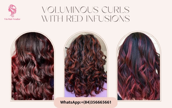 Voluminous Curls with Red Infusions